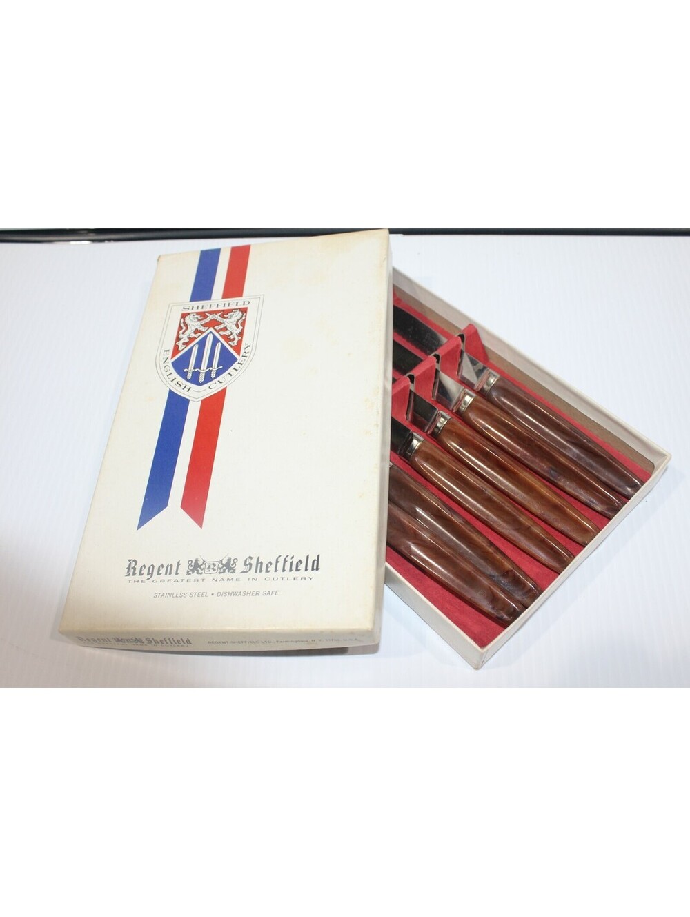 Regent Sheffield England Steak Knife Set Of 6 Stainless Steel Cutlery Vintage